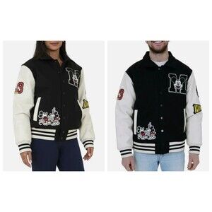 Mickey Mouse Disney Varsity Letterman Jacket Unisex Men’s M Women’s L Black NEW